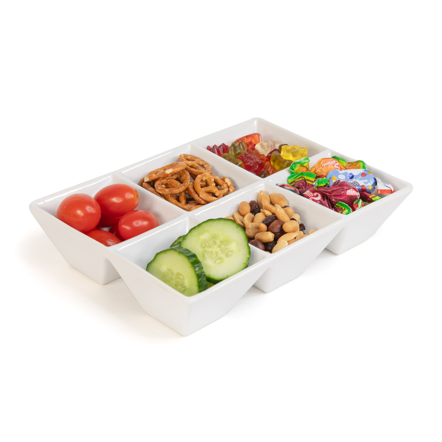 Snackschale, rechteckig mit 6 Sektionen